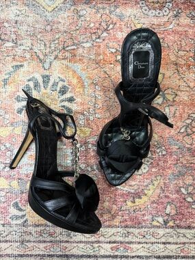 Dior | Shoes | Vintage Dior Black Logo Bondage Kitten Heels | Poshmark